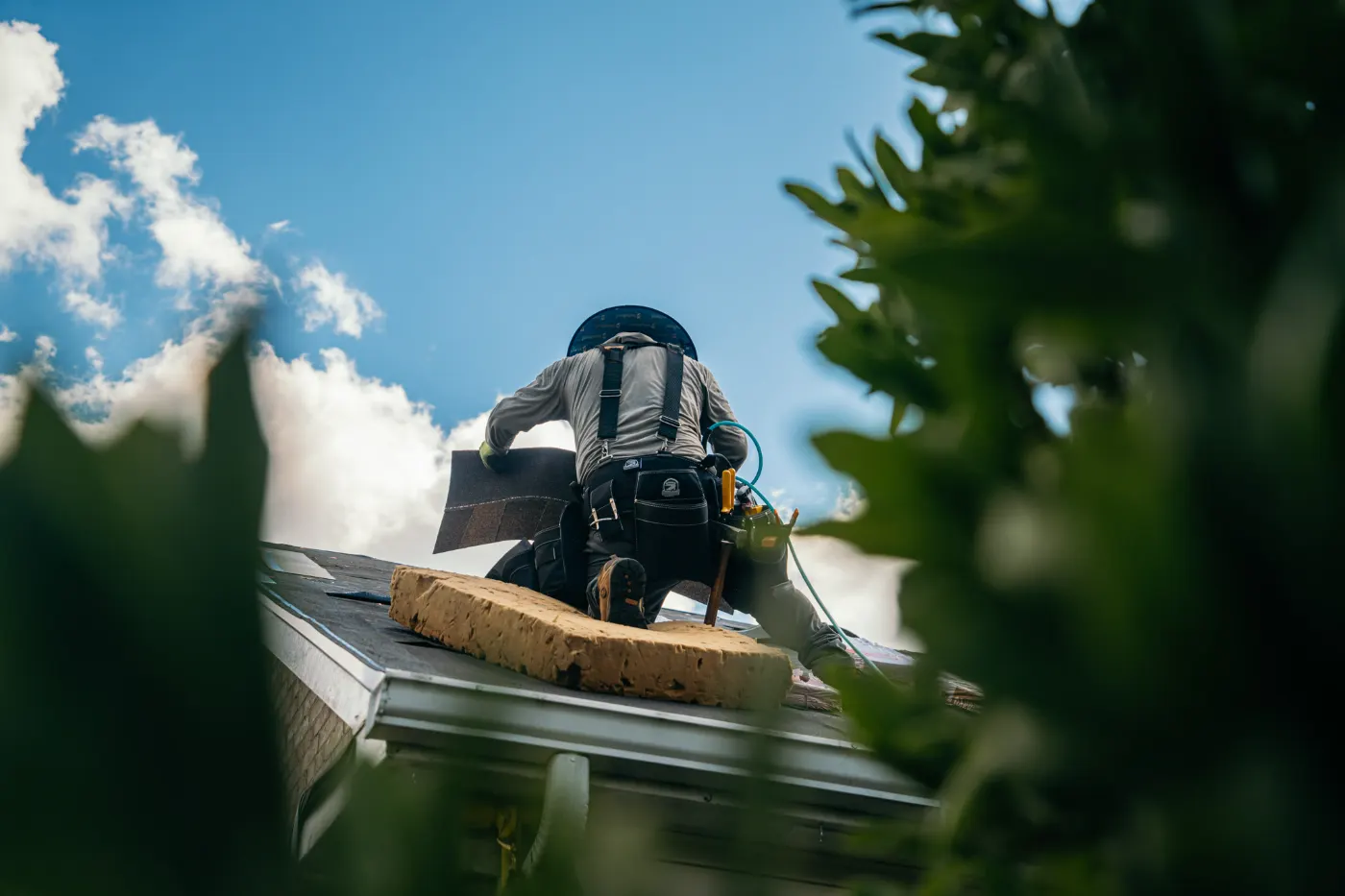 Emergency tarping on a Legends West roof